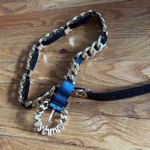 H&M Moschino Black Gold Leather Belt 85